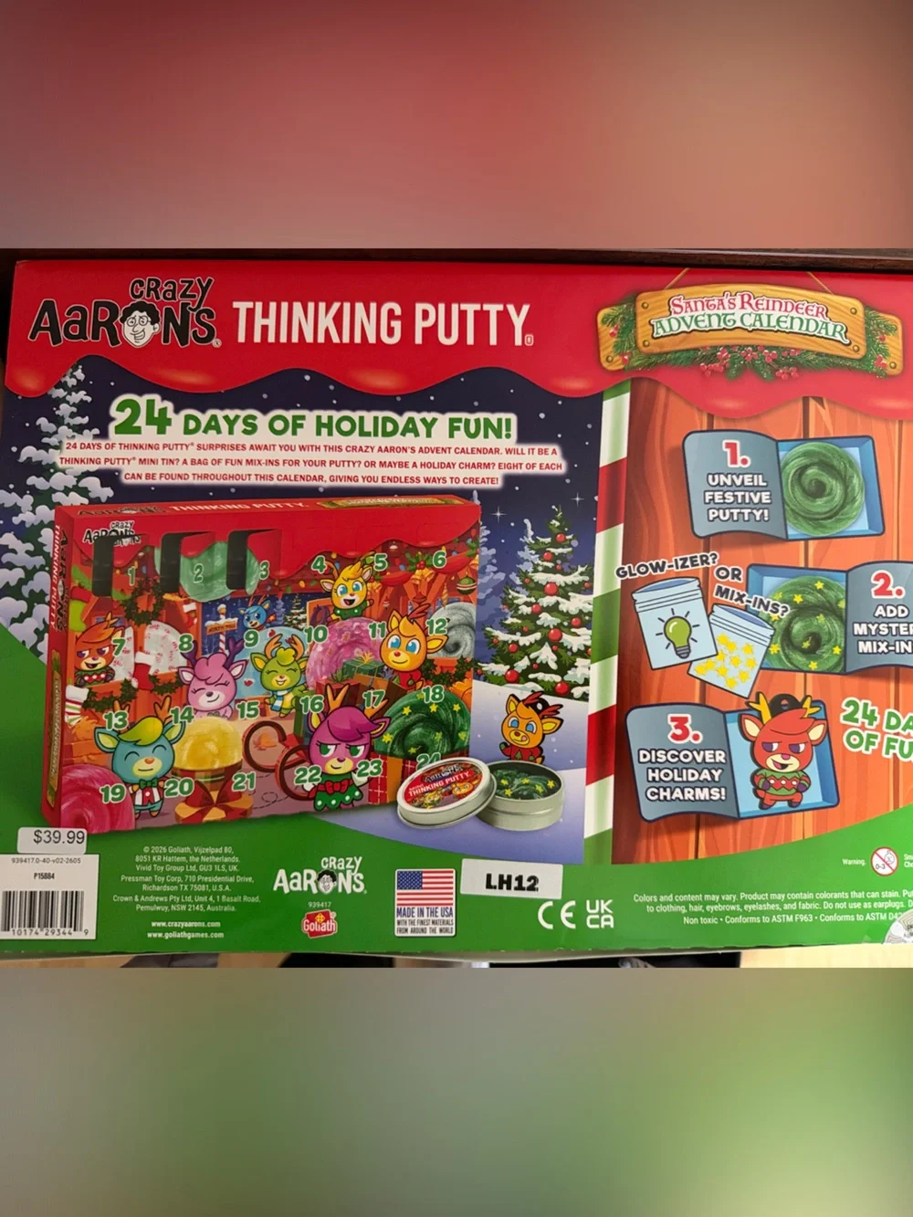 Crazy Aaron’s Thinking Putty Santa's Reindeer Advent Calendar